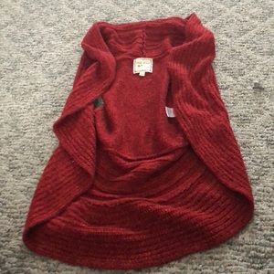 Red cardigan